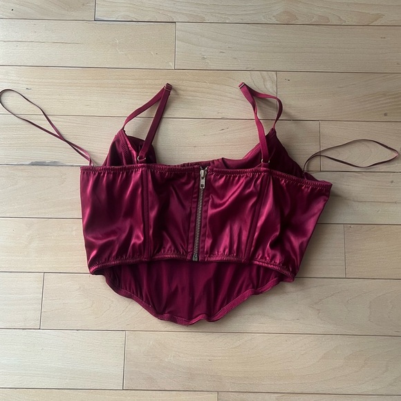 Red Lexi Satin Cowl Neck Corset Top - Picture 4 of 7